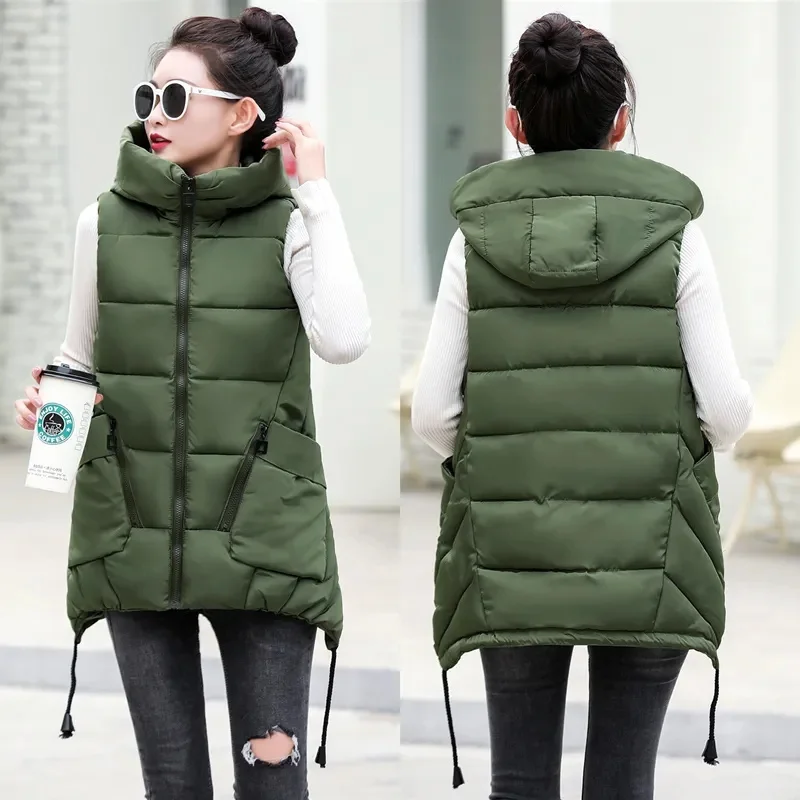 2023 Autumn Winter Women Vest Thick New Student Cotton Coats Size 5XL Lady Clothing Warm Waistcoat Women Sleeveless Jacket Vest