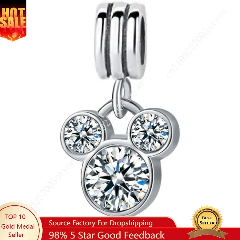 

LaBenie Dangle Clear Crystal Mouse Head Charm Bead