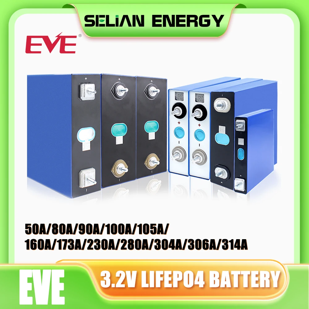 EU Stock 2024 EVE LiFePO4 Grade A 3.2V Lifepo4 Battery EVE LF50F/LF280K/MB31 8000+ Cycles Rechargeable Cell with QR code DIY 48V