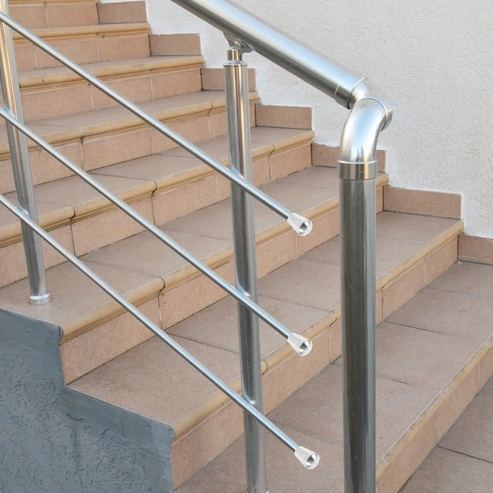 5pcs Handrail End Caps Stainless Steel For Stairs Wood Railings Outdoor Indoor Use Furniture Legs Glide Protection Cover