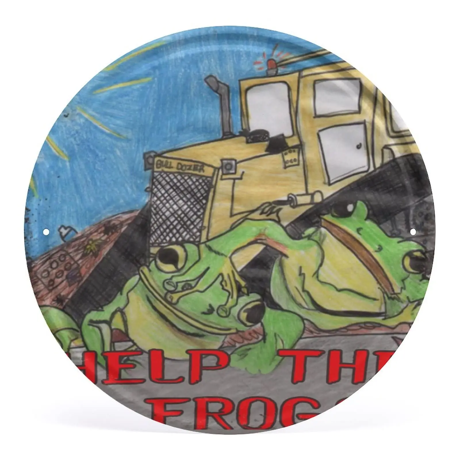 Help the frogs,Funny Car Frog Mushroom Bedroom Decor Motivated Vintage Round 12