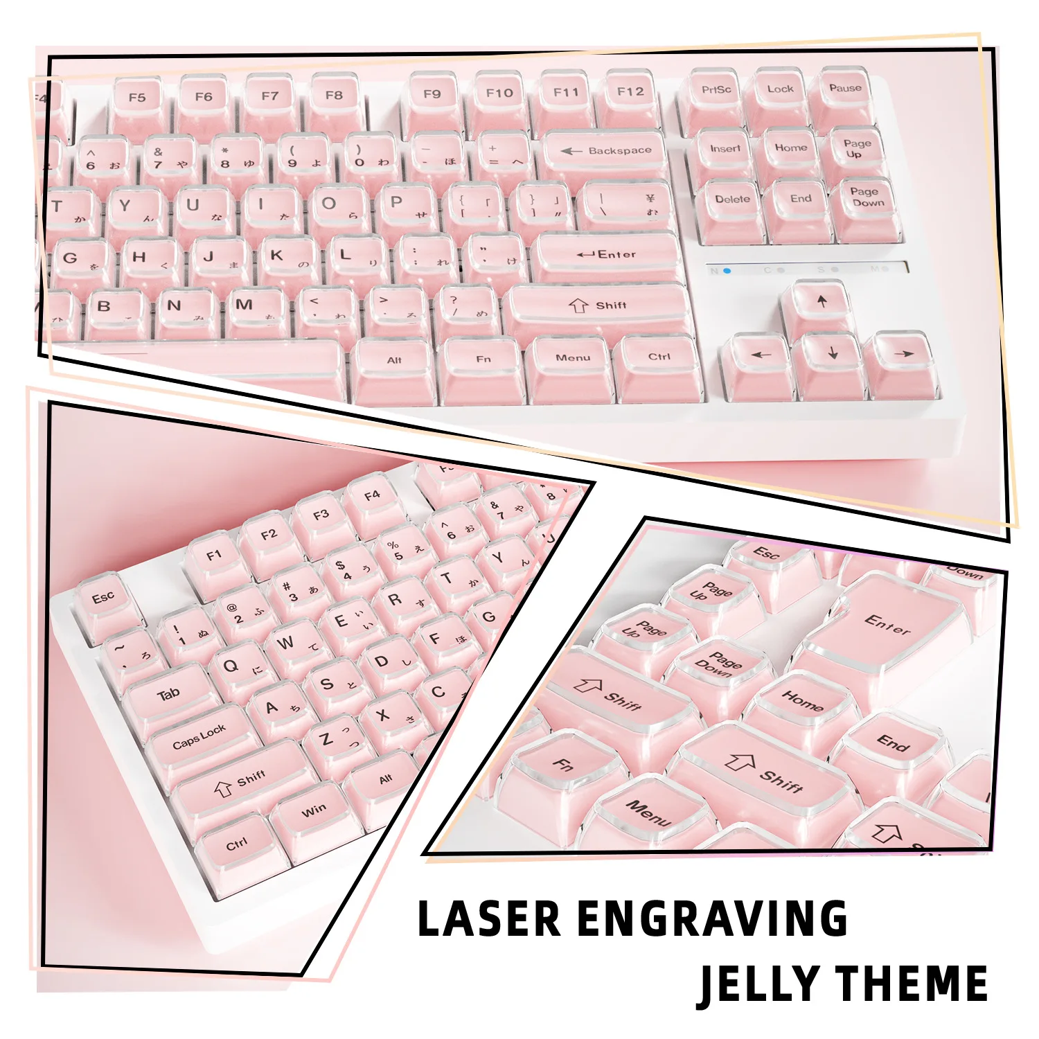 Japanese layout keycaps crystal jelly mechanical keyboard key cap 132 keys CBSA height for 61 68 75 84 87 89 96 98 100 104 + ISO view 4