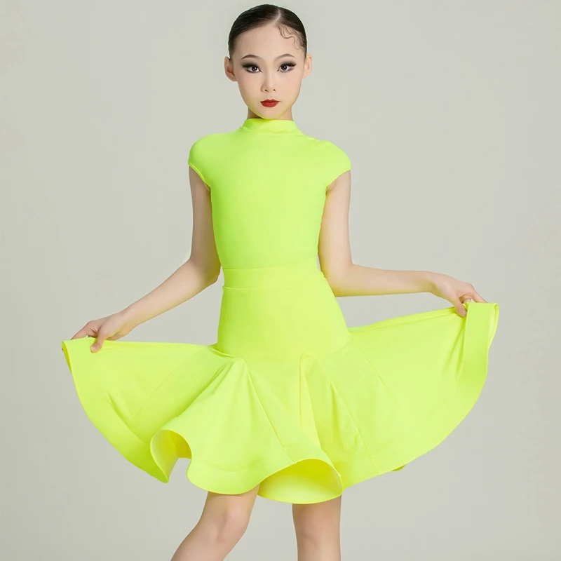National Standard Fashion Latin Dance Competitiom Dresses Girls Short Sleeve Ballroom Dance Performance Clothes Stage Wear