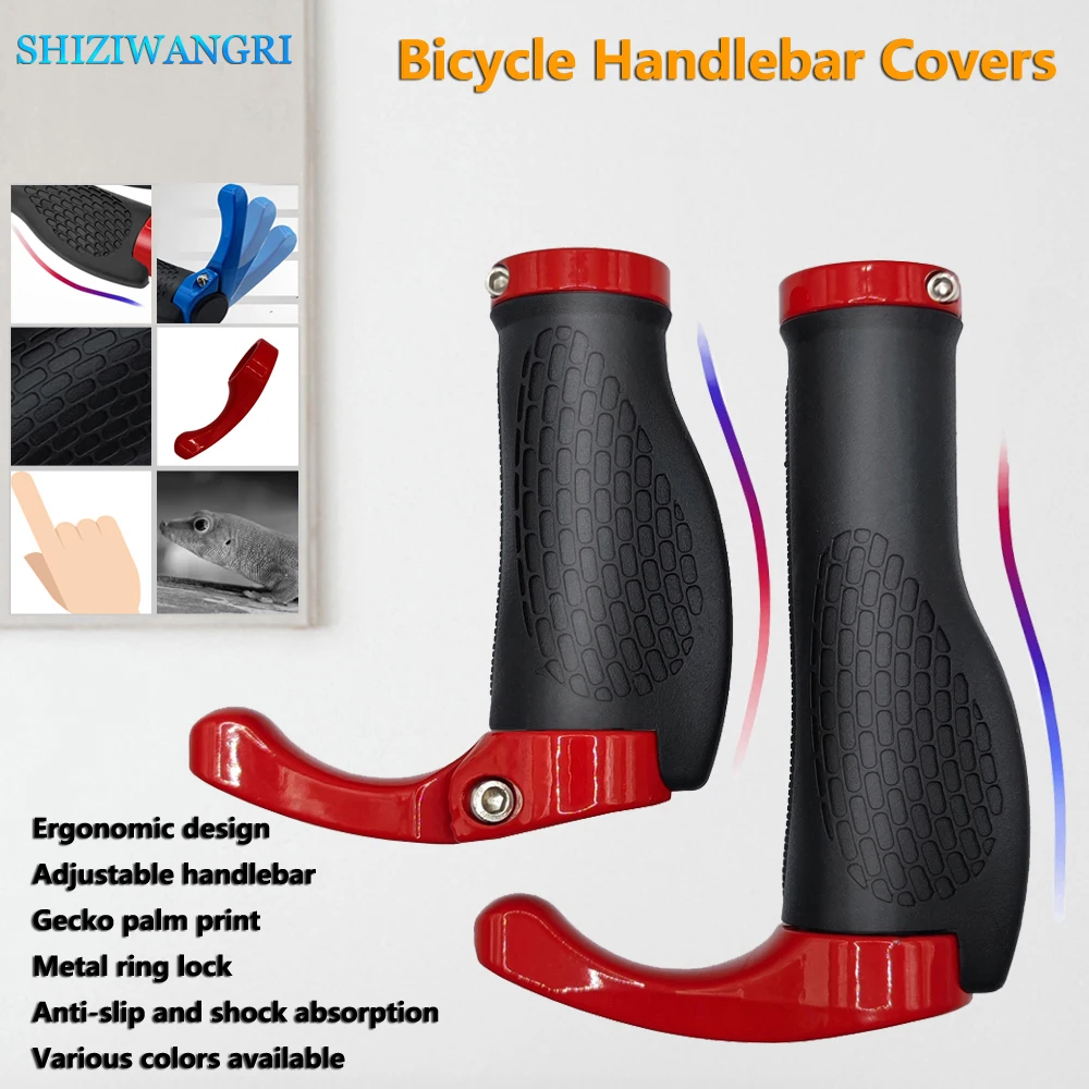 1 Pair Bicycle Handlebar Grip Long and Short Ergonomic Anti Skid Lock on Handle Cover with Bar Ends Grips MTB Bike Accessories