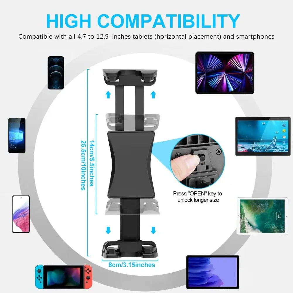 Soporte plegable para teléfono de avión, elementos esenciales de viaje, soporte para teléfono móvil manos libres 360 °   Borde de escritorio con soporte para tableta multifunción con rotación