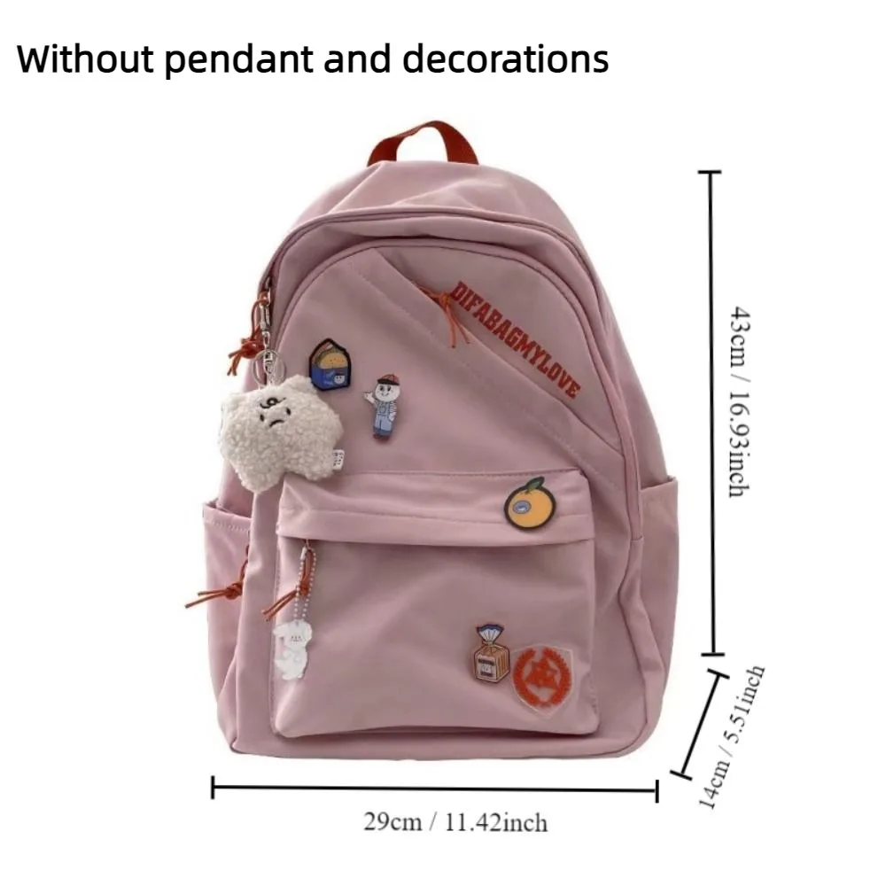 Waterproof Student Backpack Fashion Nylon Large Capacity School Bags Zipper Solid Color Book Bag Students