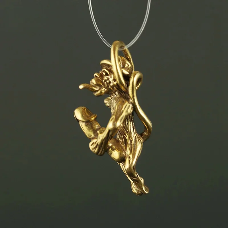 Brass Naughty Monkey Car Key Chain Rings