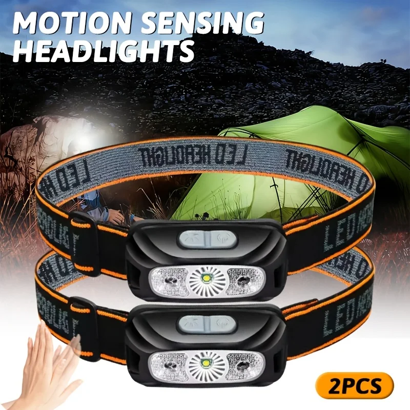 Ultra Light Headlamp Portable LED Sensor Head Torch USB Rechargeable Head Flashlight Outdoor Camping Fishing Emergency Lantern