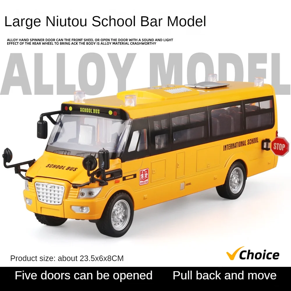 New School Bus Toy Die Cast Vehicles Yellow Large Alloy Pull Back 9\'\' Play Bus with Sounds and Lights for Kids