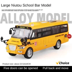 New School Bus Toy Die Cast Vehicles Yellow Large Alloy Pull Back 9'' Play Bus with Sounds and Lights for Kids