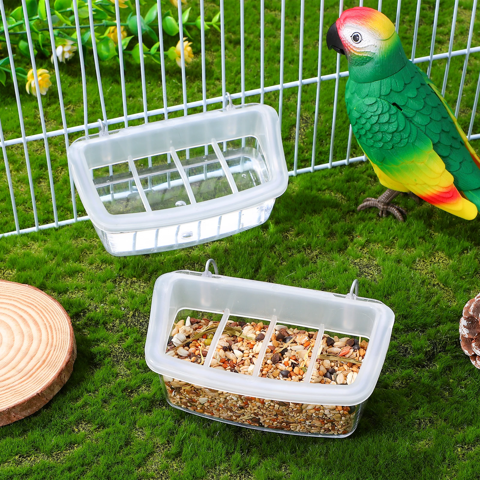 

2Pcs Outdoor Parrot Bird Feeder Cage Transparent Feeders for Outside Durable Plastic Bird Food Container Suitable for Pigeons