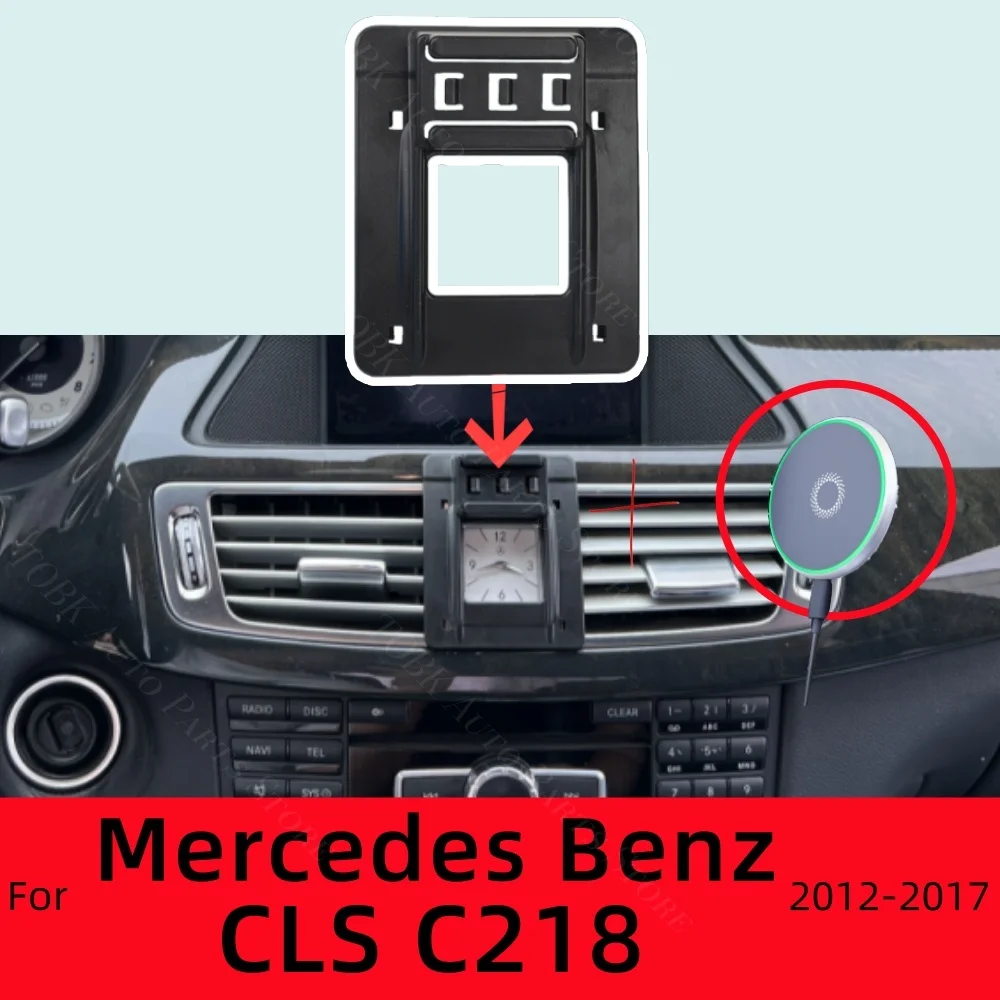 Magnetischer Telefonhalter für Mercedes Benz CLS W218 C218 2012–2017, kabelloses Laden, spezielle feste Halterung, Autozubehör