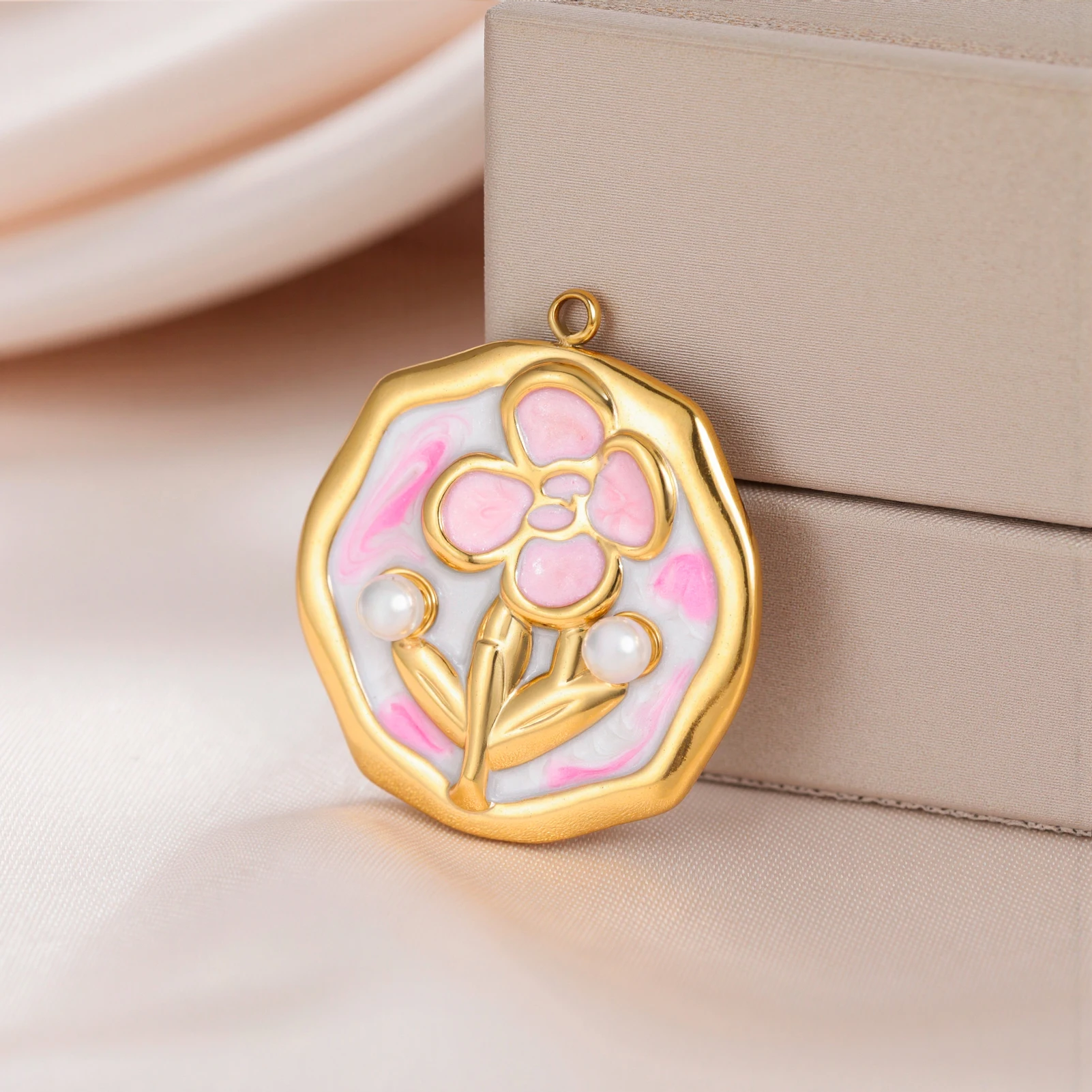 Color Enamel Flower Branch Pendant Stainless Steel DIY Making Charm For Women Necklaces Bracelets Fashion Jewelry Gift