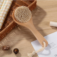 100PCS Dry Bath Body Brush Back Scrubber Anti-slip Short Wooden Handle Natural Bristles Shower Exfoliating Massager