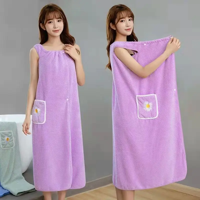 Bath Towel Household Women Wearable Wrap Adults Absorb Water Pure Cotton Dry Hair Skirt Long Style Bathroom Washable Bathrobe