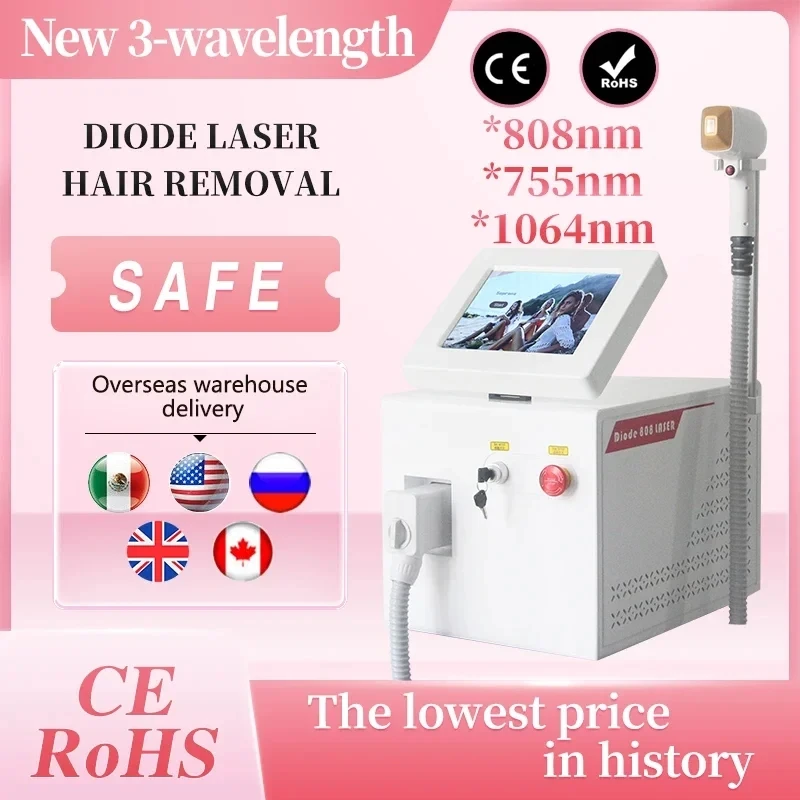 

2000W Painless Laser Epilator High-power Ice Platinum 3 Wavelength 755 808 1064 Diode Permanent Hair Removal Machine