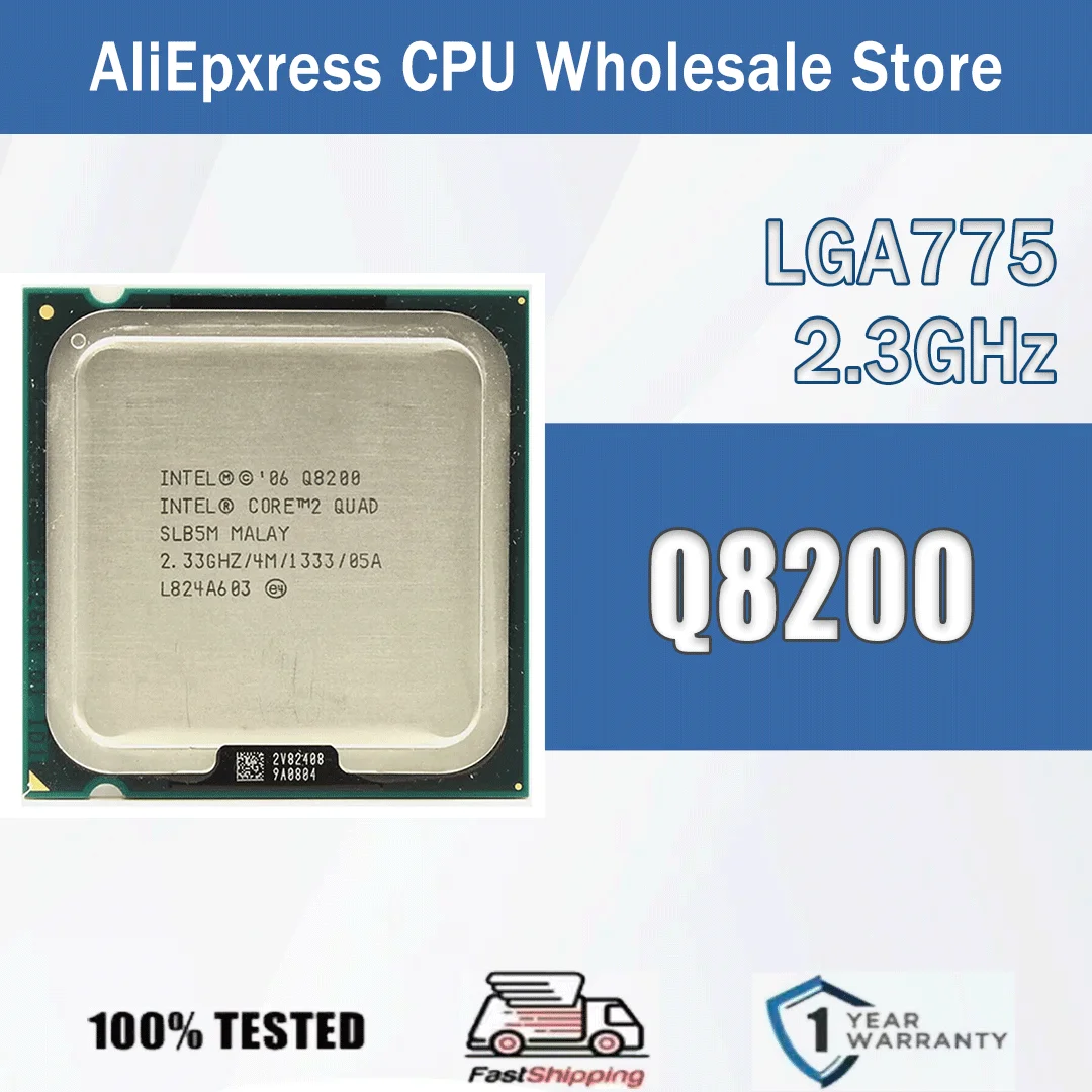 معالج وحدة المعالجة المركزية للكمبيوتر رباعي النواة Intel Xeon Q8200 2.3 جيجا هرتز 4M 95W Q 8200 حزمة LGA 775 #1