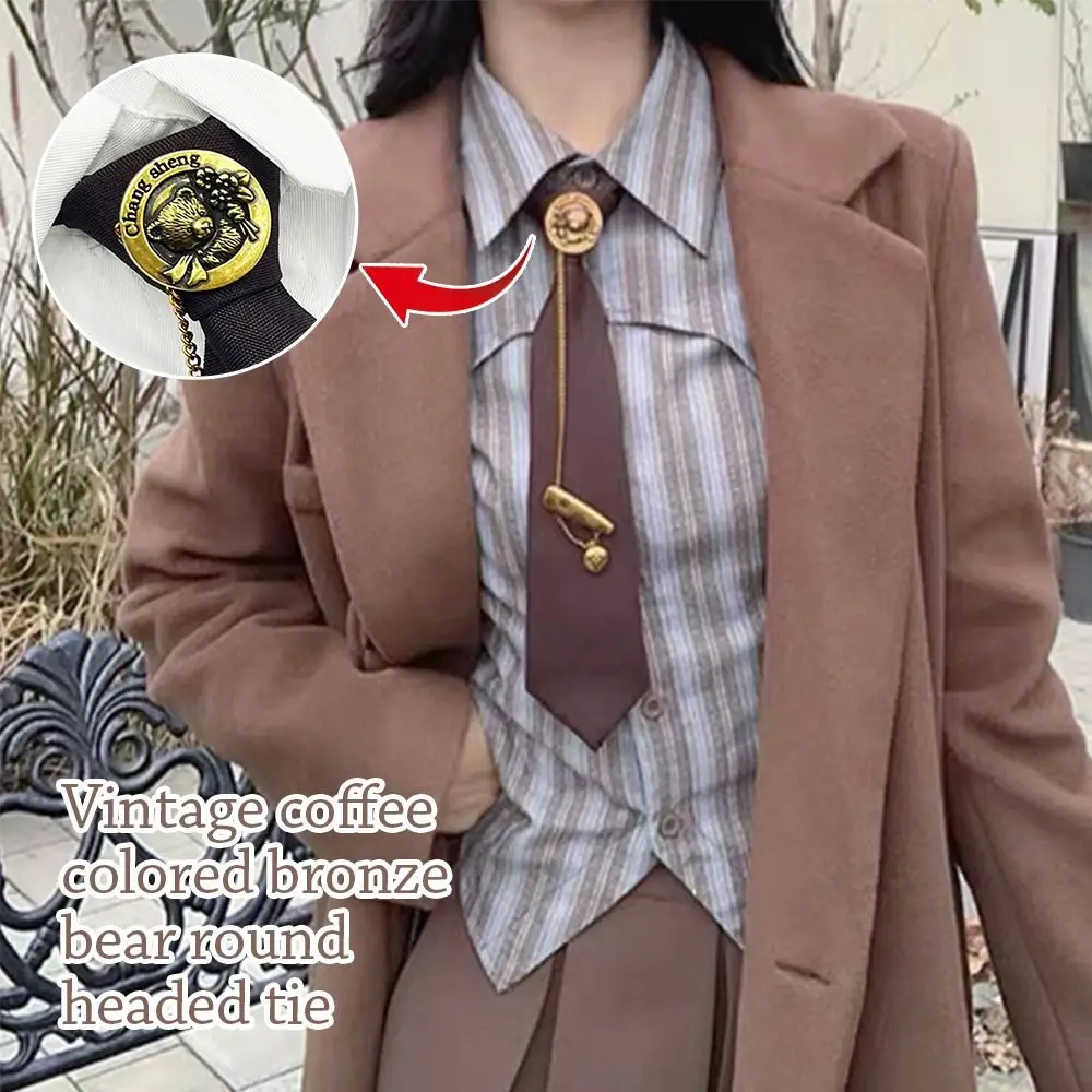 Модный предварительно завязанный галстук JK, японская металлическая брошь с медведем, галстук-бабочка, регулируемая униформа, рубашка, галстук для мужчин и женщин