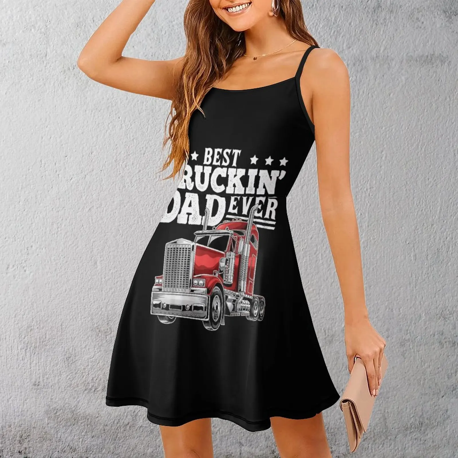 

Экзотическое женское платье на бретельках «Лучший грузовик» для папы, забавная новинка, женское платье для отпуска, винтажное платье с графикой