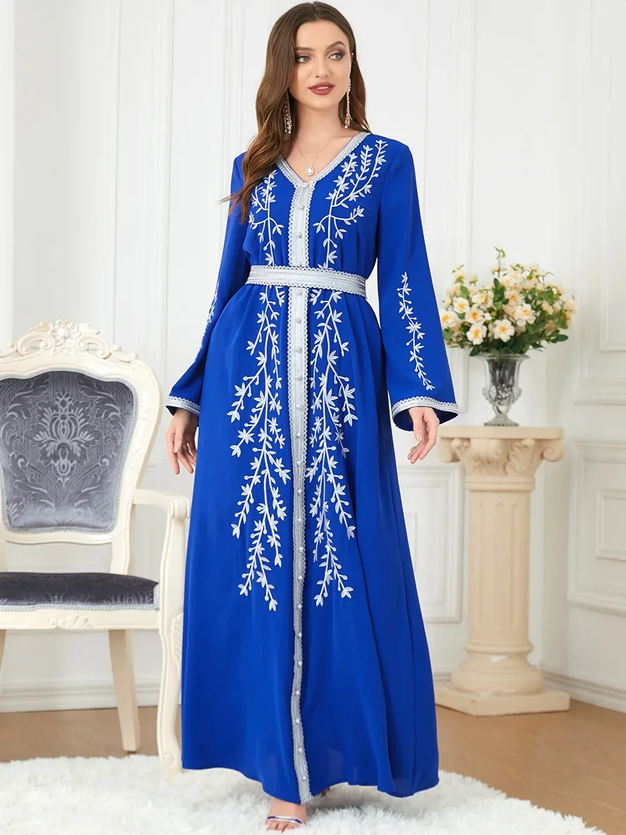 Ramadan Morocco Dress Muslim Women Abaya 2024 Eid Embroidery Abayas Dubai Islam Party Dresses Kaftan Robe Vestidos Largos