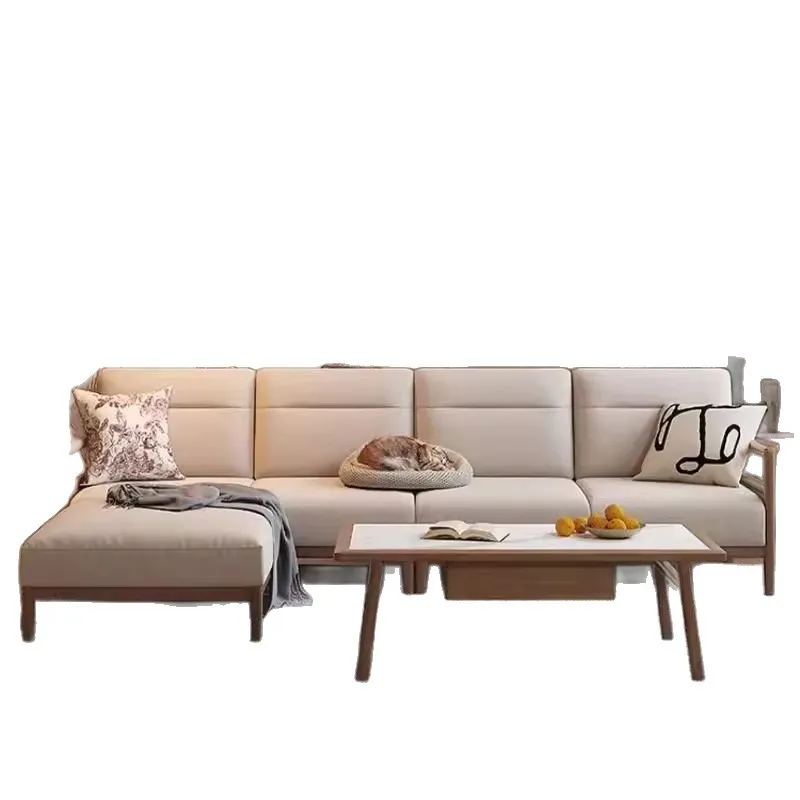 

Walnut all-solid wood sofa combination Song-style aesthetic light luxury living room winter and summer dual-purpose log high-e