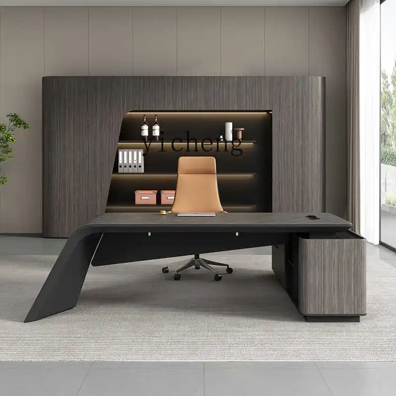 HYS table simple modern president desk office multi-functional light luxury high-end office desk and chair combination