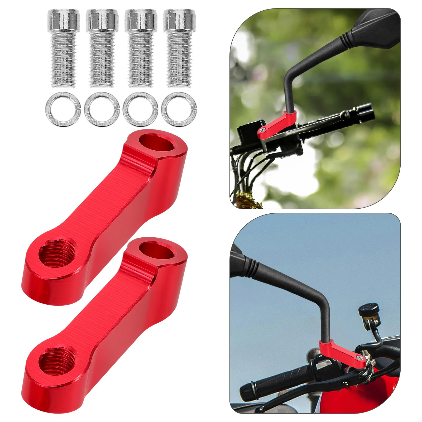 

2pcs Motorcycle Mirror Mount Extenders Rearview Adapter Riser Alloy Bracket For Electric Bike Universal Mounting Durable