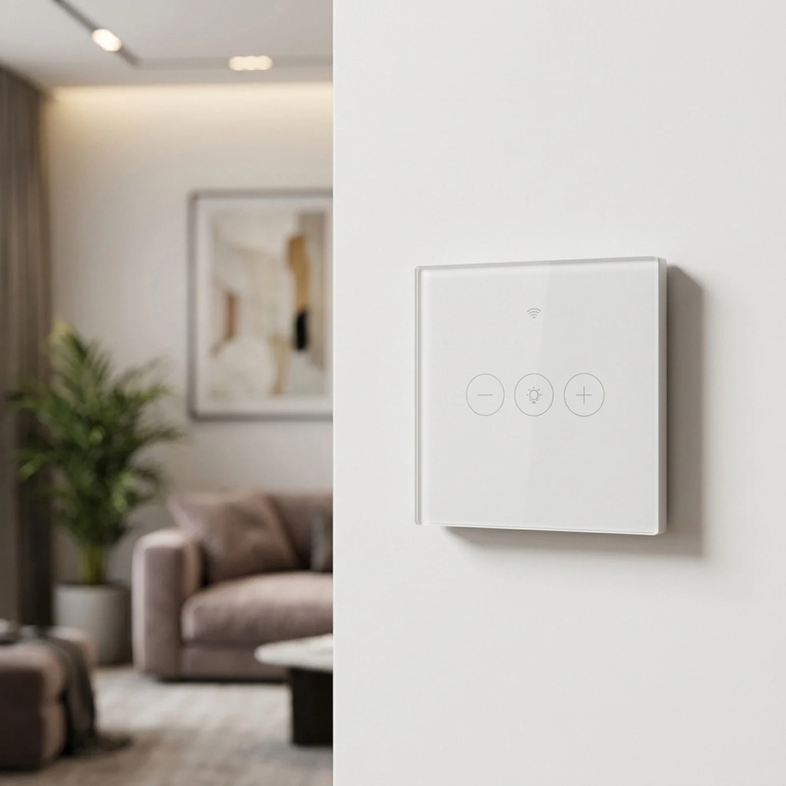 For Smart Home Remote Light Control Voice Control Light Switch Compatible With Voice Assistants Crystal-Tempered Glass Panel