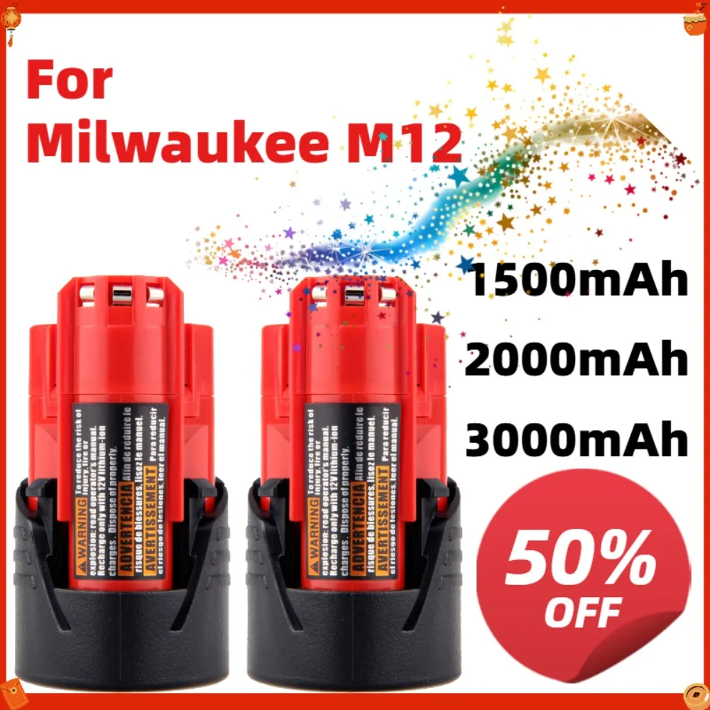 

For Milwaukee M12 Battery 48-11-2440 1500mAh 2000mAh 3000mAh Li-Ion Power Tool Battery Pack