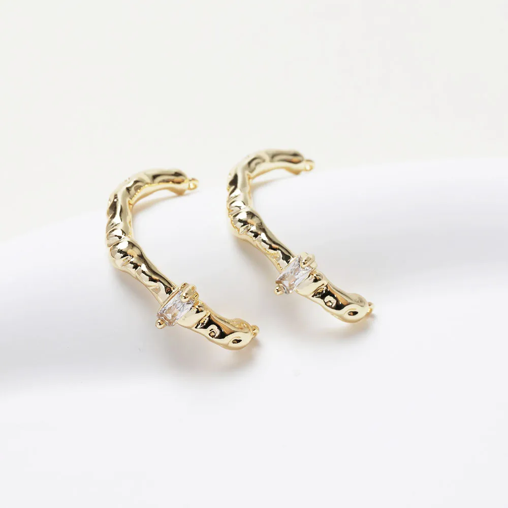 4PCS 14k Gold Plated Ring Parts for Jewelry Findings Components DIY Hand Made Ring Brass Accessories 23*3mm