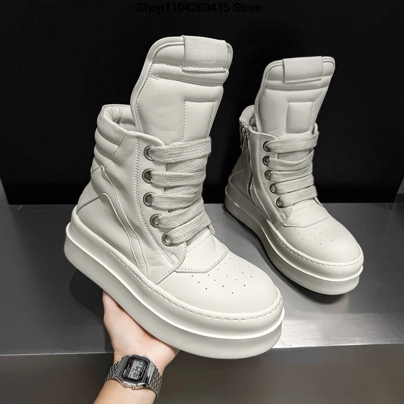 High-top Board Men's Versatile Sports Heightening Casual Platform Retro Head Big Tongue Chelsea Boots