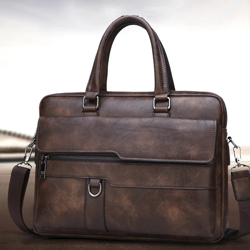 High Quality Men Briefcases Bag For 14 inch Laptop Business Travel Bags Handbags Leather Office Shoulder Bags For Man