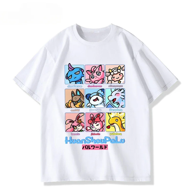 Kawaii Clothes Y2k Clothes Tops Steam Palworld Game Peripheral T-shirt Men Two Yuan Pain Clothes Pure Cotton Cartoons clothing