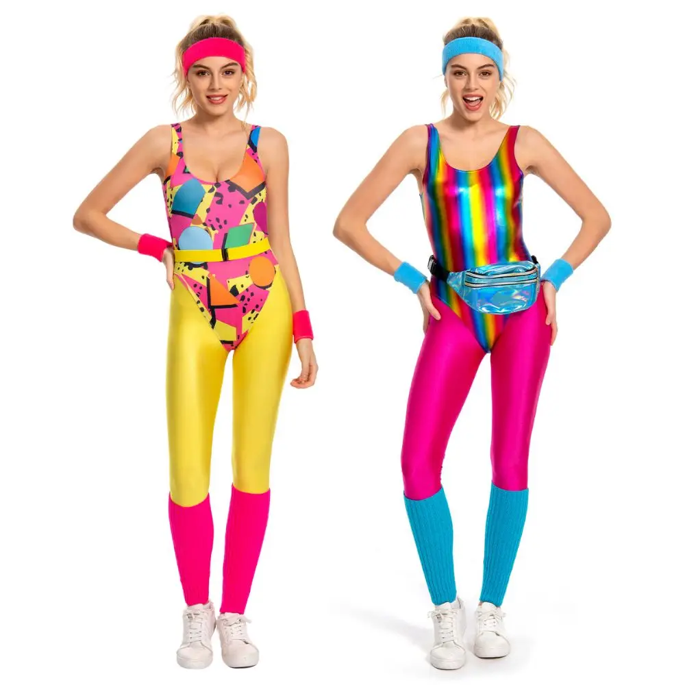 Hippie Fantasia 80er 90er Jahre Kostüm Frauen Disco Party Cosplay Verkleidung erwachsene Frauen Halloween Karneval Vintage Rock Kleidung Hip-Hop