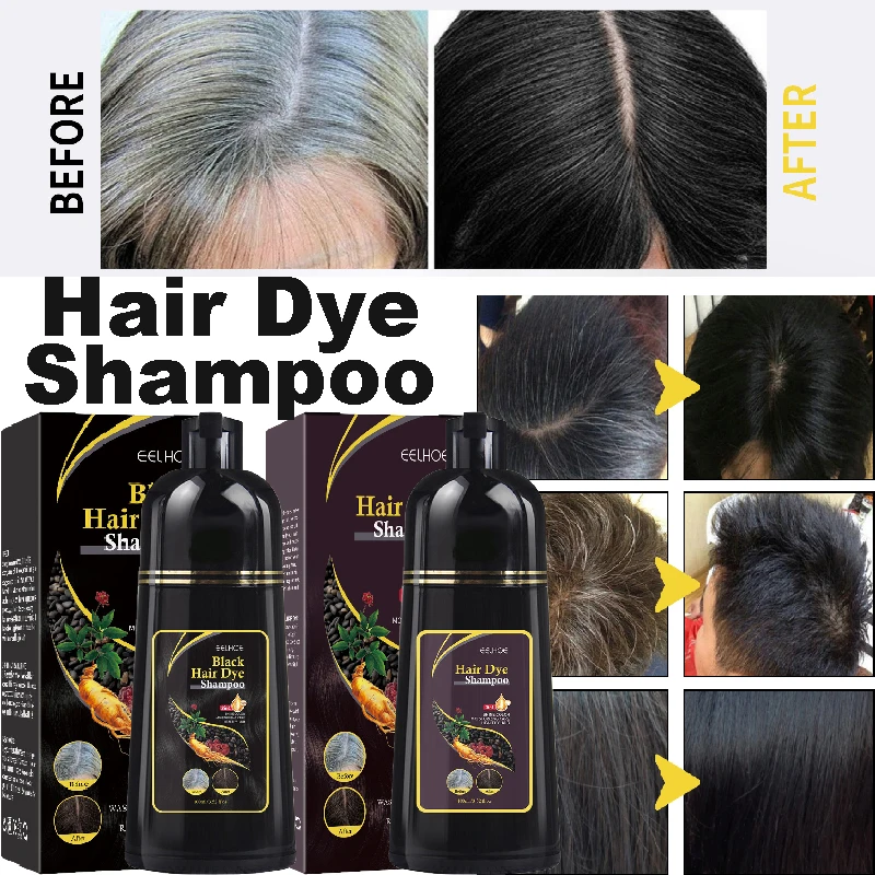 100ml 3in1 Hair Dye Shampoo for Gray Hair Polygonum Multiflorum Herbal Ingredients Natural Ginger Darkening Coloring Cover