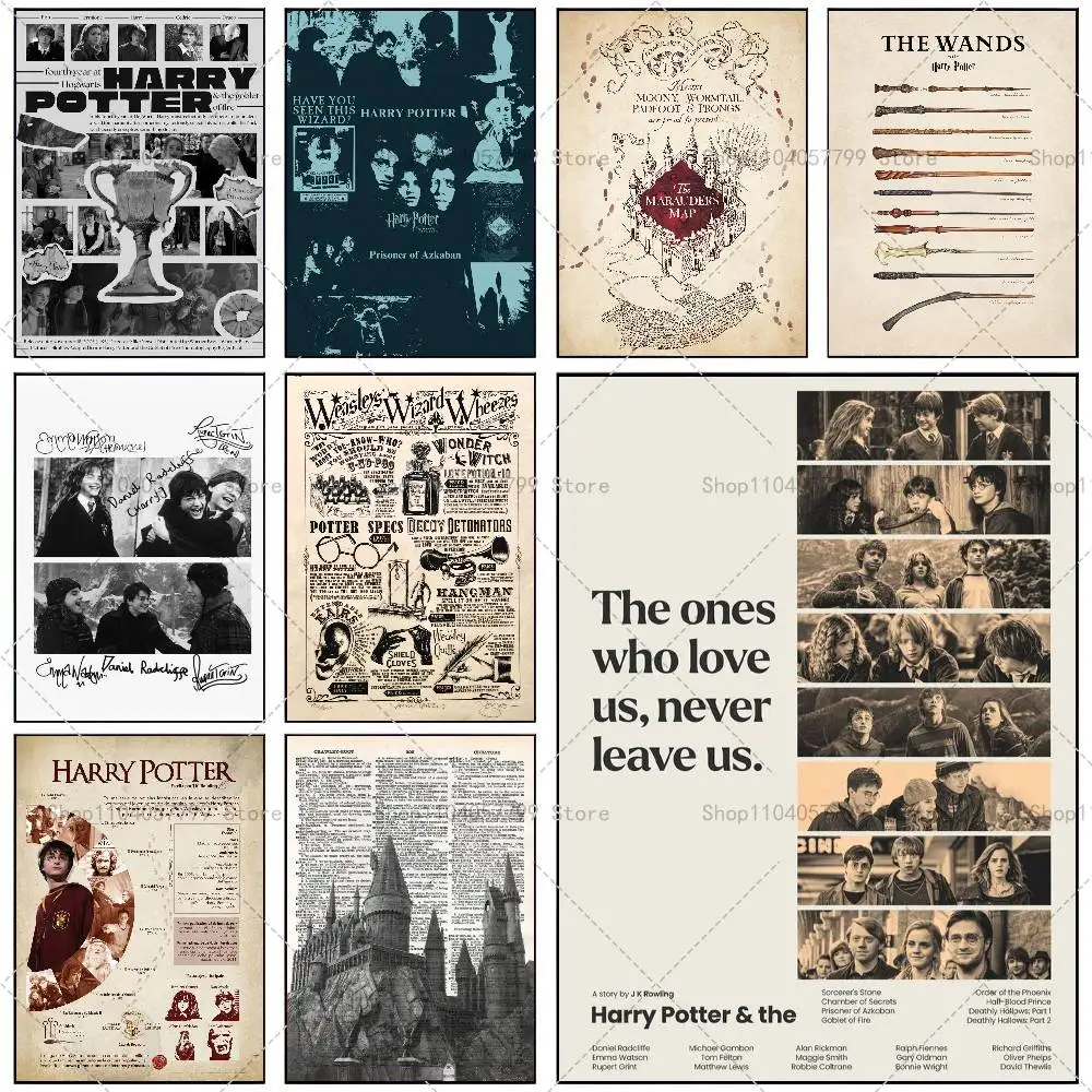 Póster de la película H-Harry P-Poter, mural autoadhesivo para pared, pegatina impermeable para decoración de sala de bar, regalo con impresión de alta calidad