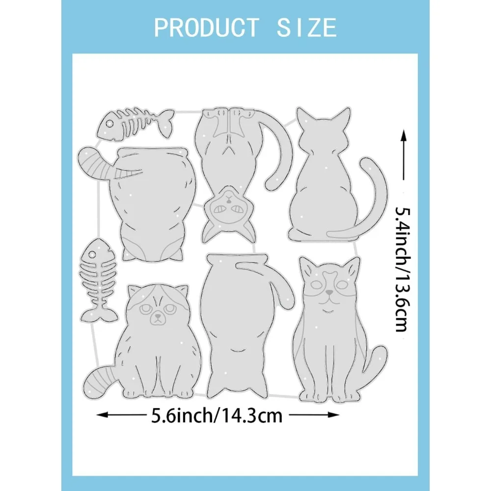 1 Stück Katzen Fisch Knochen Stanzformen Niedliches Kätzchen Thema Kohlenstoffstahl Stanzformen Schablonen Scrapbooking Vorlage für DIY Scrapbooking
