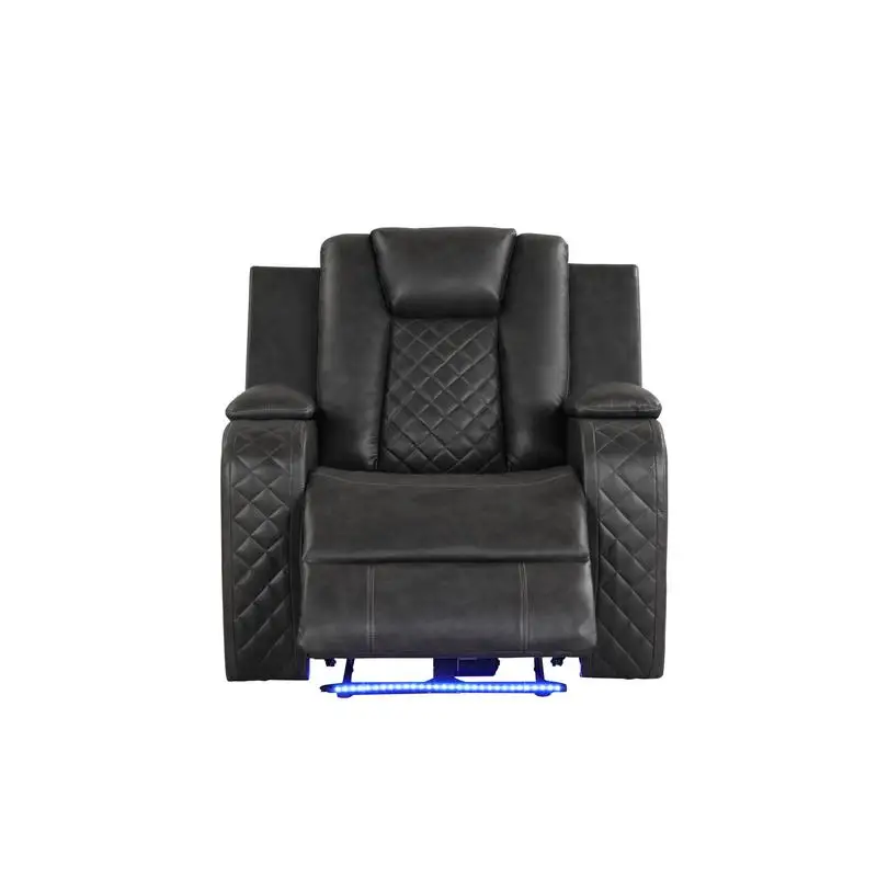 Gray Faux Leather LED Power Recliner Chair G150109060 NJ Inventory