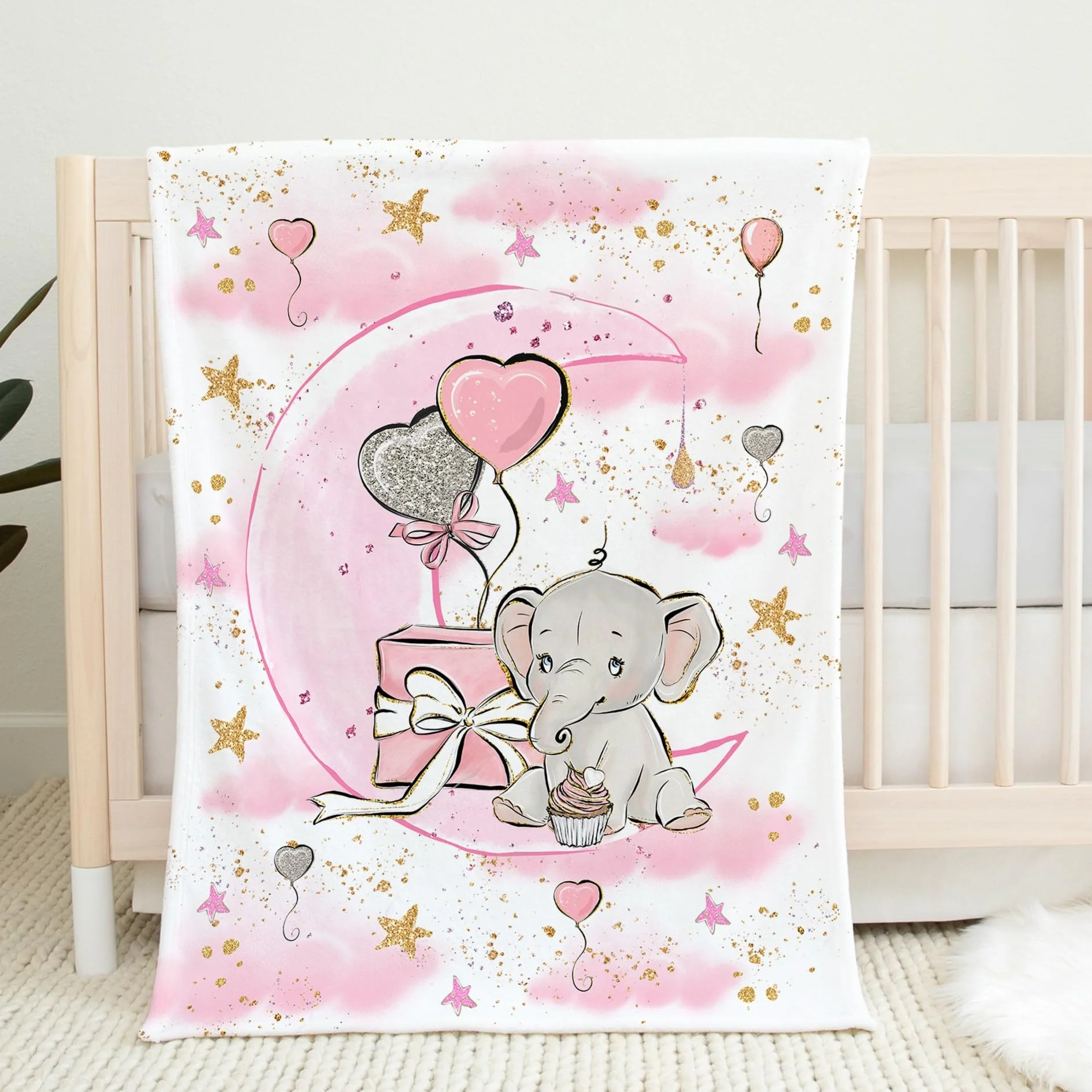 VIKAMA Children's Pink Princess Blanket Soft and Comfortable Sofa Bedroom Throw Outdoor Picnic Travel Blanket
