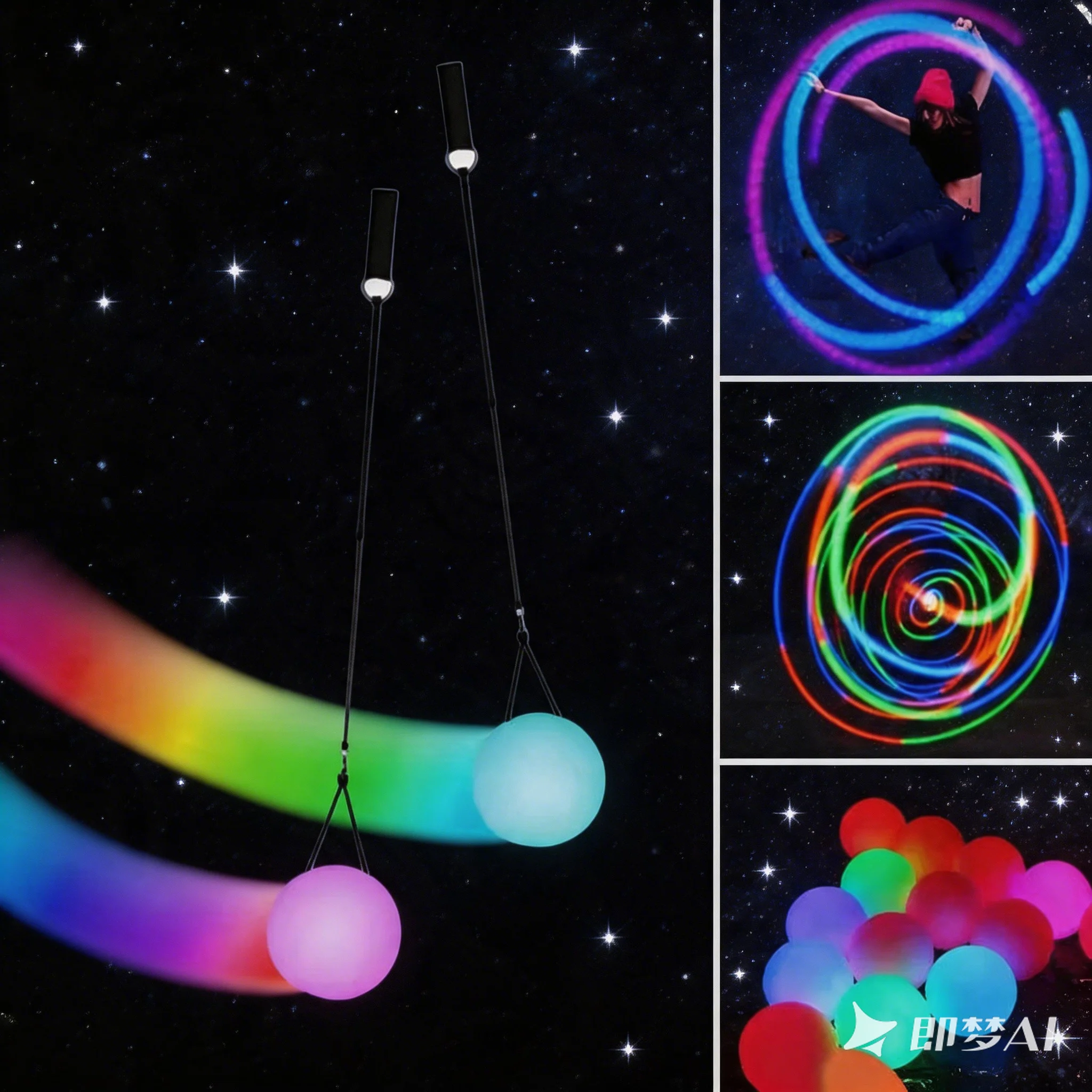 Accesorios LED para danza del vientre, bola POI, bola luminosa colorida, bola de fitness, luz para actuaciones en escenario, luz para Halloween y Navidad, 2 uds.