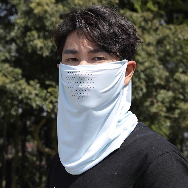 Summer Sunscreen Ice Silk Mask Neck UV Protection Face Cover Sunscreen Face With Brim Outdoor Cycling Sun Protection Hats Caps