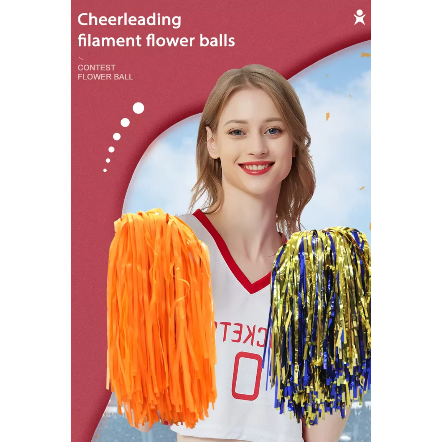 Logo Party Cheer Props Vendita calda Spirit Team Sports Dance Tifo Bambini Adulti Cheerleader Pompon con manico 1PC