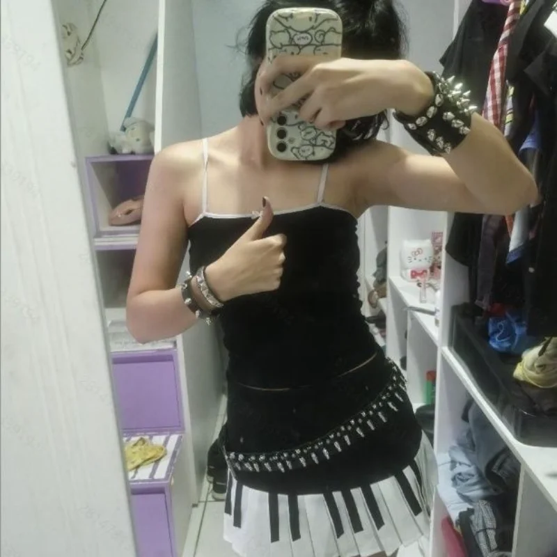 Japanese Spice Girls Punk Style Y2k Goth Skirt Short Pleated Fairycore Short Mujer Faldas Slim Panelled Lovely New Skirts