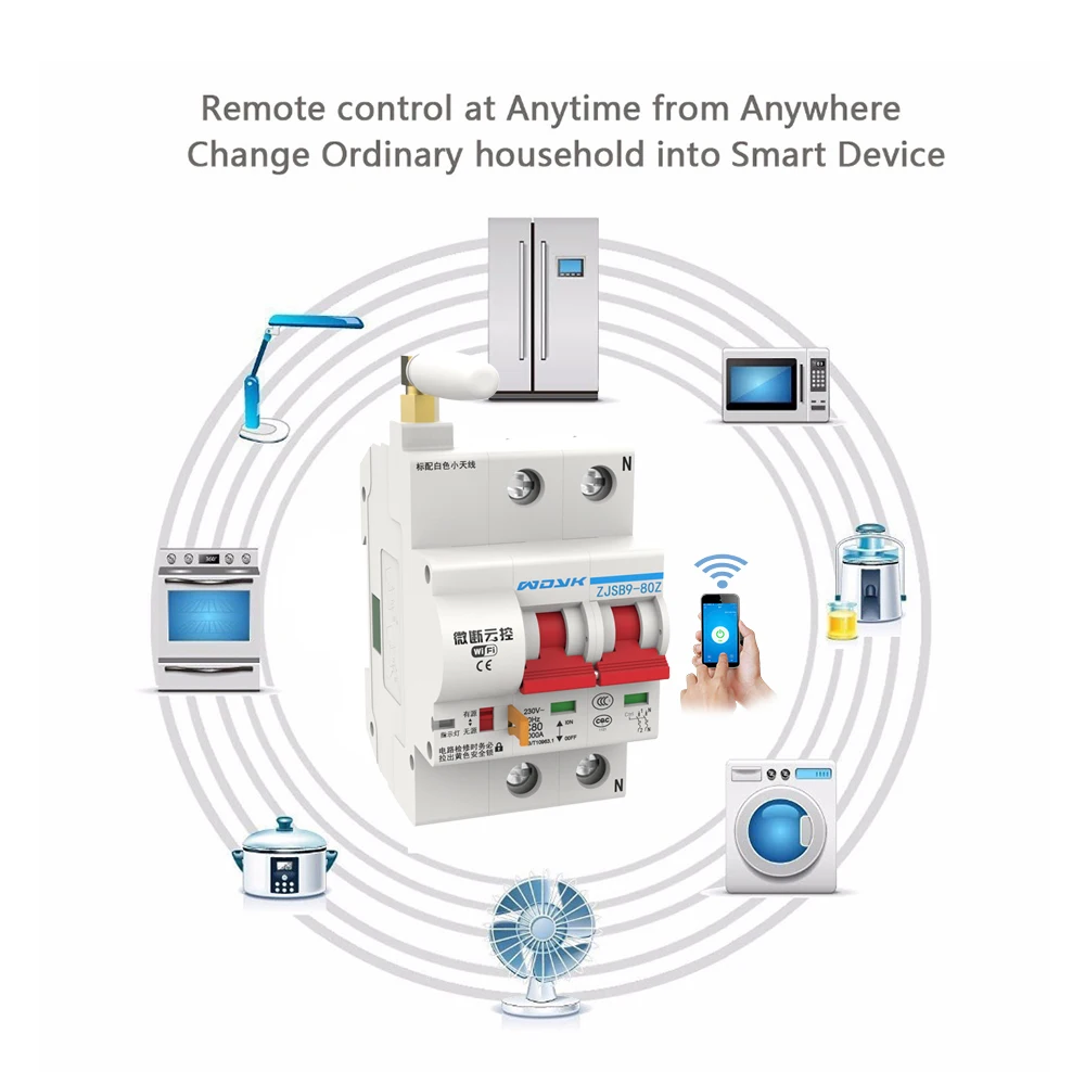 Ewelink 1 2 3 4 Phase Din Rail WIFI Circuit Breaker Switch Smart Home,100A 125A MCB,Overload Short Circuit Protection,APP Remote