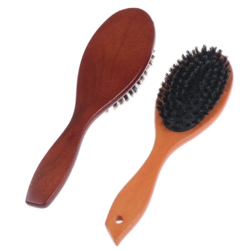 Natural Boar Bristle Hair Brush For Women Men Kid Soft Bristles Brush  Hair Comb Restore Shine Texture Wooden Handle Hairbrush