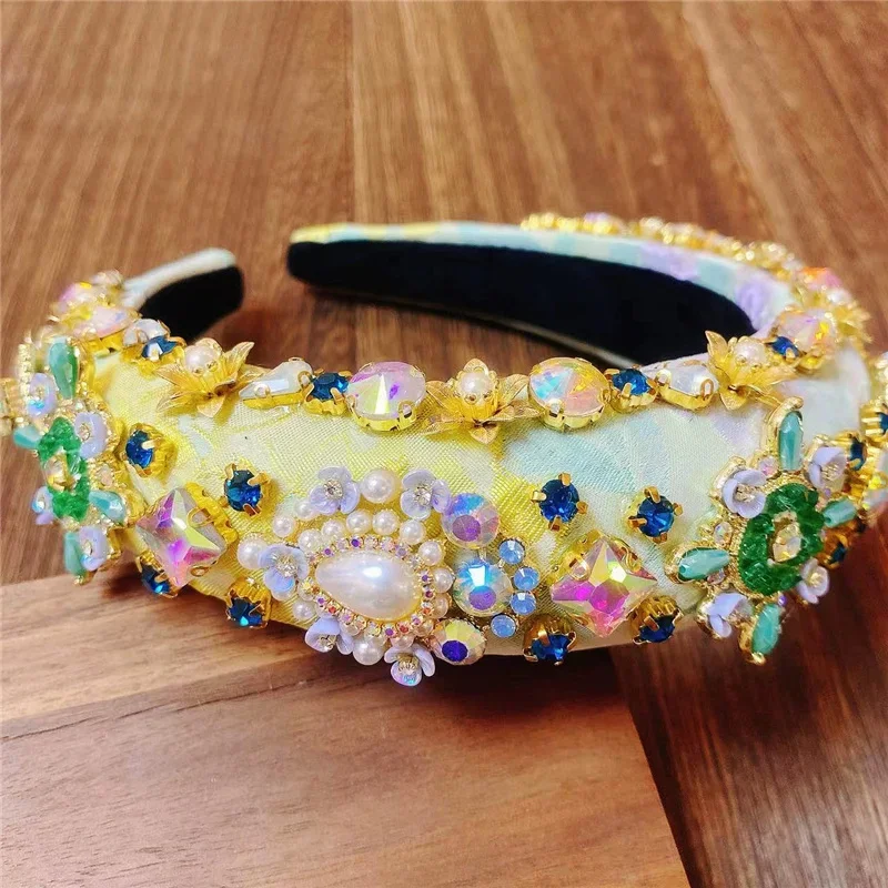 2024 New Design Handmade Retro Baroque Rhinestone Crystal Headbands For Women Jewelry Accessories Hairband High Quality Headwear