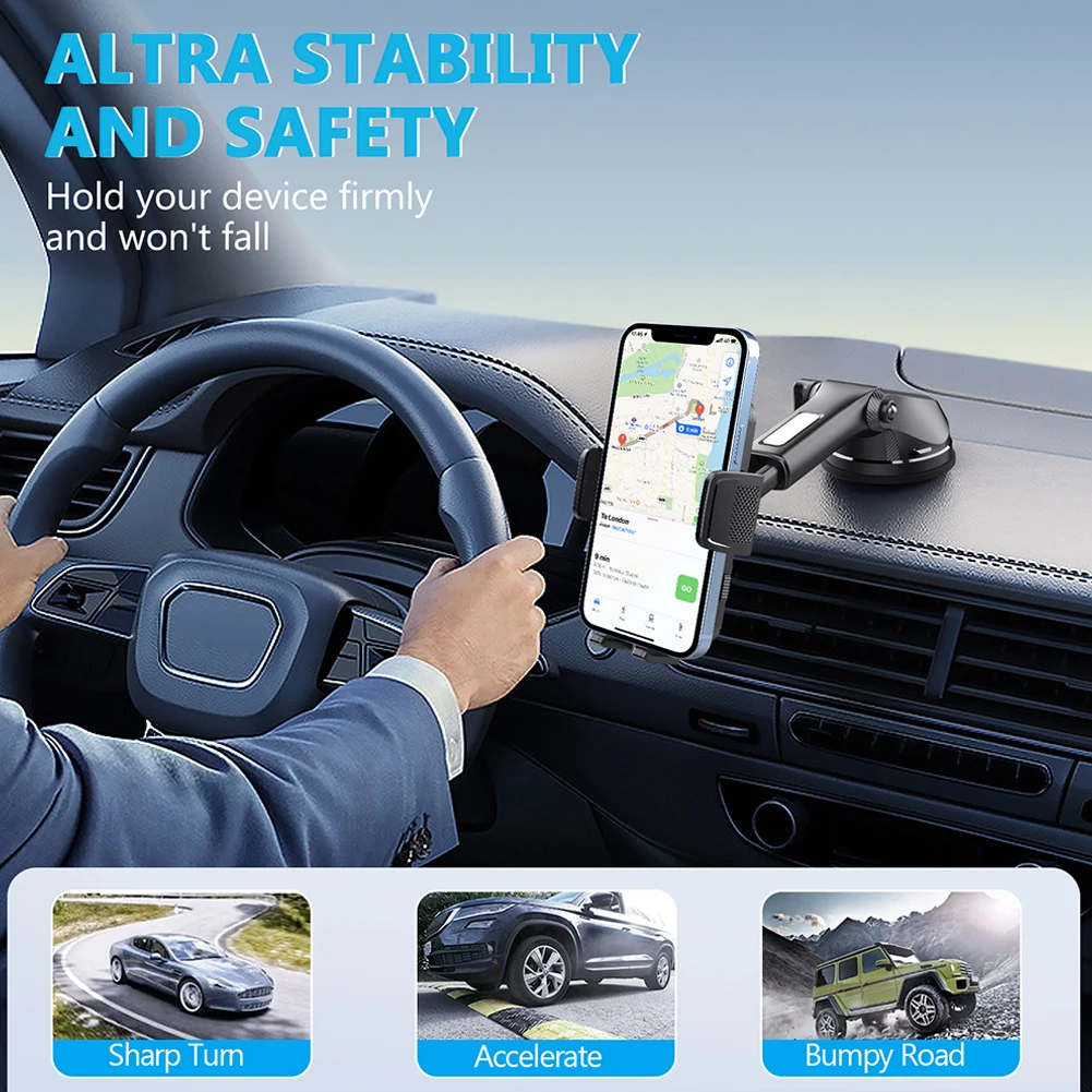 

Gravity Sucker Dashboard Mobile Phone Stand 360° Rotation Cell Phone Support Windshield Phone Bracket for Trucks RVs Vehicles