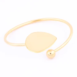 2pcs Stainless Steel Bendable Gold Plated Cuff Bracelet Base Blanks Diy 18x25mm Teardrop Cabochon Bangle Bezel Settings