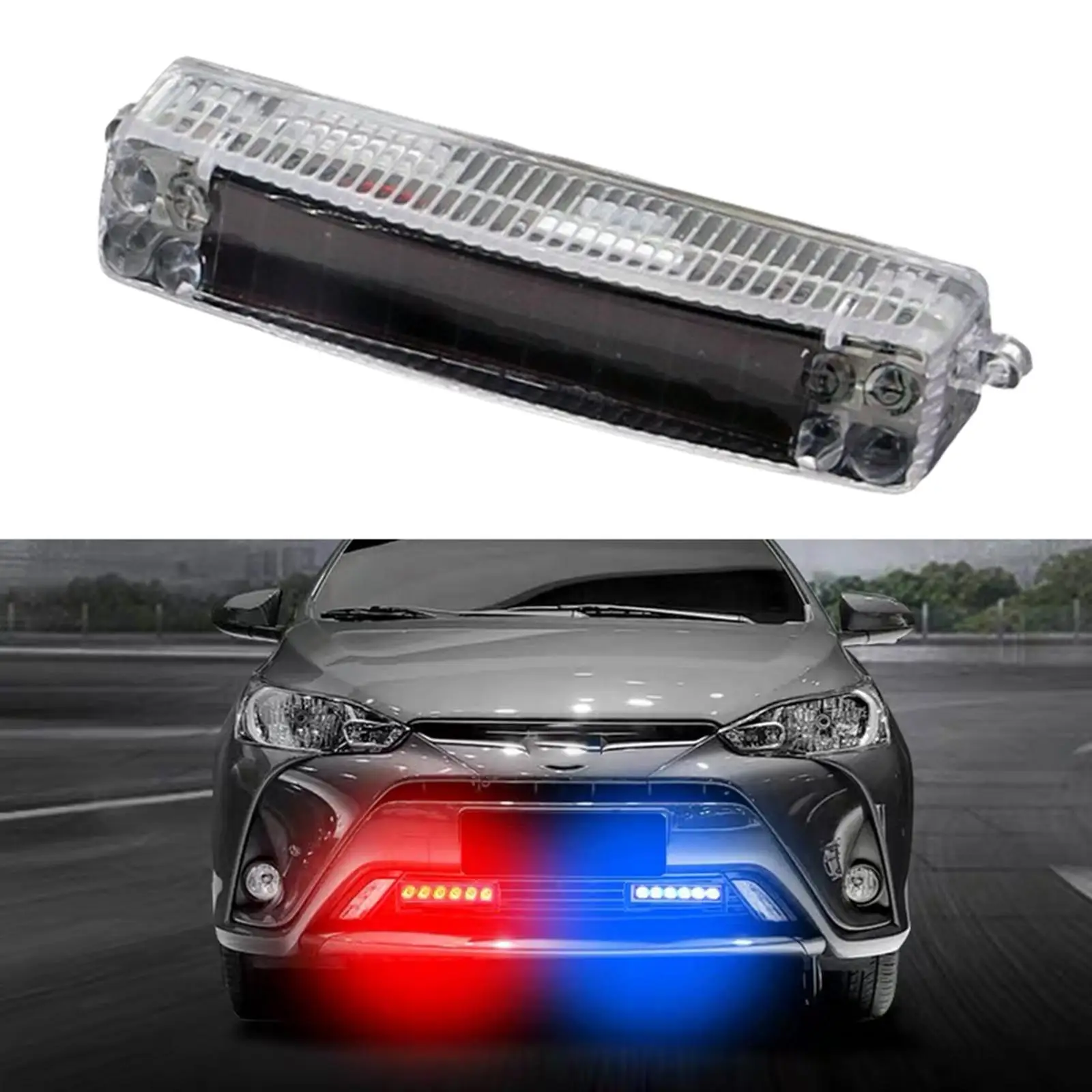 Solar LED Car Grill Flashing Bumper Light Breakdown Emergency for Car Truck Vehicle SUV Trailer