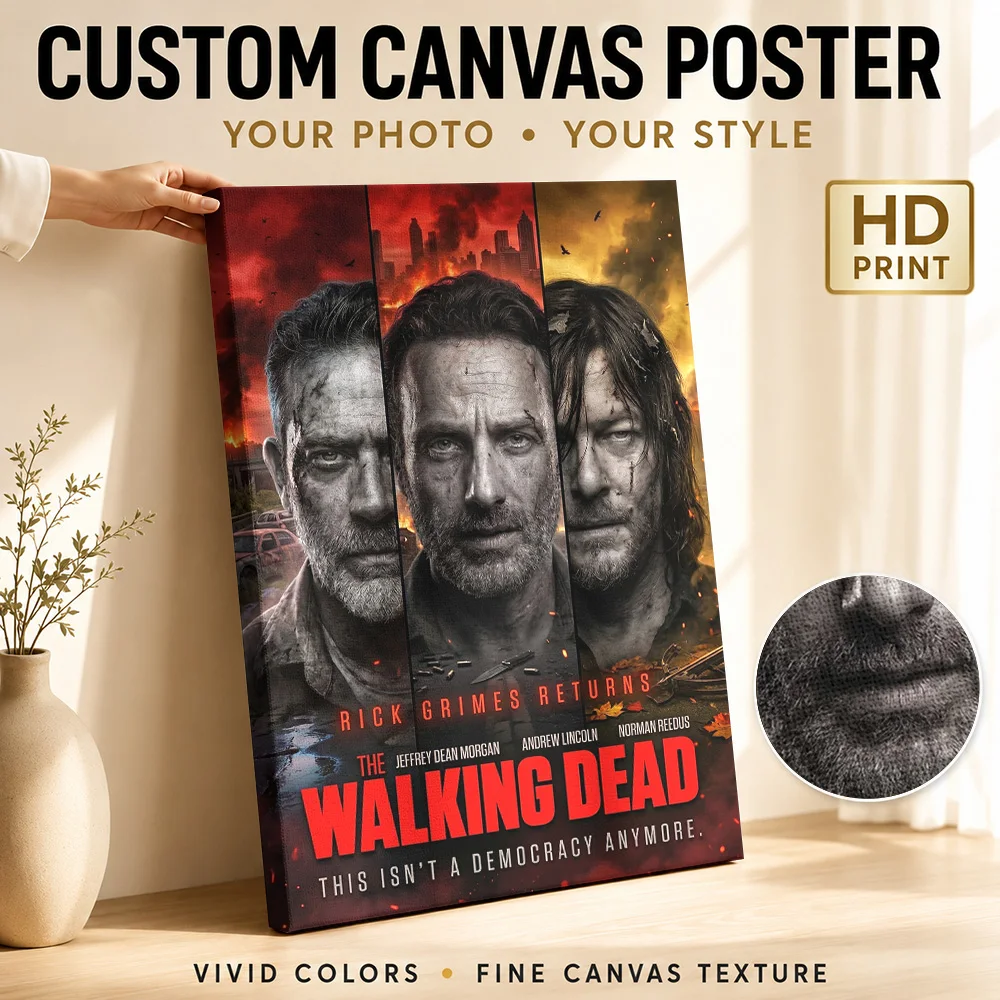 The Walking Dead Rick Grimes Returns Framed Canvas Poster Personalized Vintage Movie Wall Art for Man Cave Decor Ready to Hang